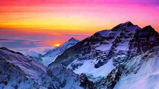 雪山日出壮丽风景