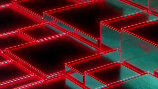 红色霓虹灯立方体运动视频素材模板下载