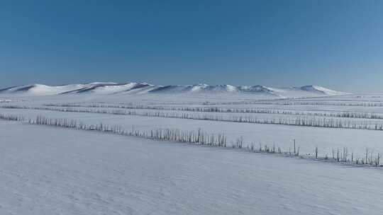 航拍呼伦贝尔垦区雪原风光