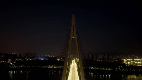重庆马桑溪大桥夜景航拍延时
