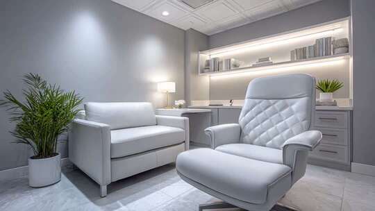 现代简约办公室白色家具营造舒适氛围