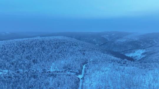 航拍大兴安岭黎明林海雪原