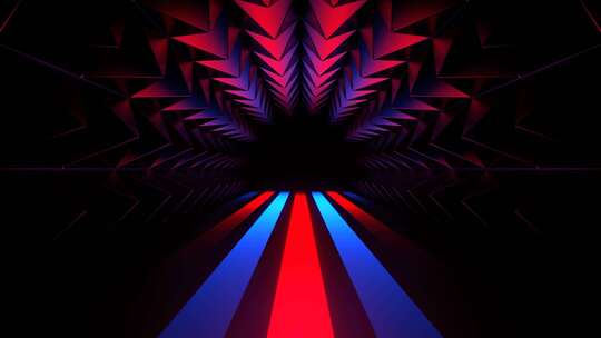 红色和蓝色霓虹线尖峰隧道背景Vj循环在4