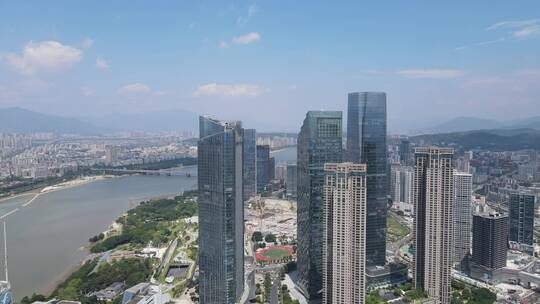 福建福州闽江北岸中央商务区航拍