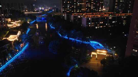 杭州拱墅区上塘河夜景