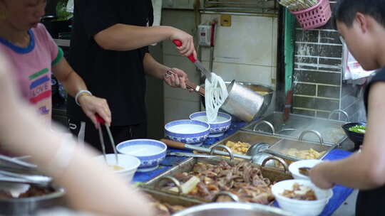 城市郊区郊外店铺美食城中村城镇小镇街区