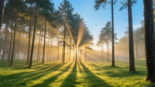 森林树林阳光航拍ai素材原创