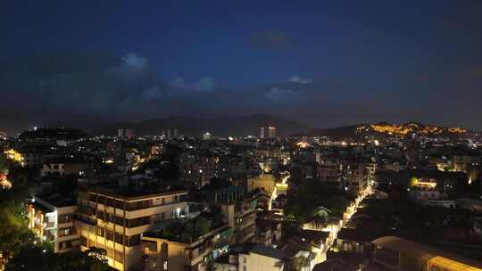 广东潮州城市大景夜景航拍