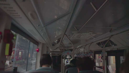 乘坐公交车视角视频素材模板下载