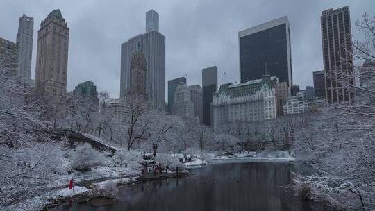 纽约城市雪后景观延时视频素材模板下载