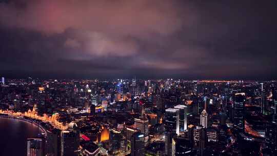 繁华浦西夜景航拍