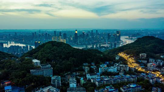 重庆南山黄桷垭鸟瞰重庆夜景航拍延时1