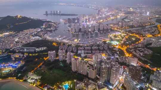 海南三亚迎宾路璀璨自贸港城市夜景唯美