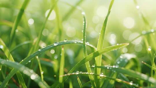 立春清晨青草露珠唯美治愈风光视频