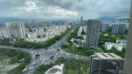 三亚中央商务区城市车流鸟瞰延时视频素材模板下载