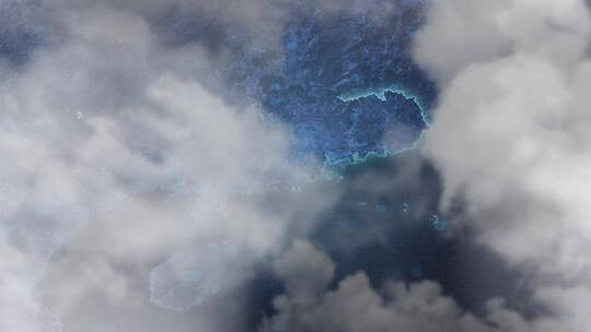 广东省地图-云雾俯冲勾勒轮廓