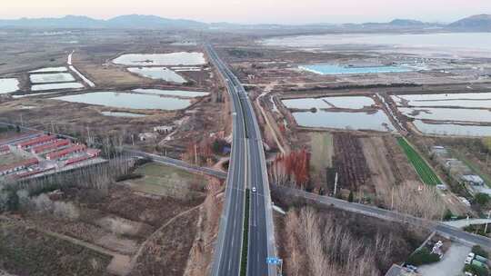 公路航拍乡村田野风光