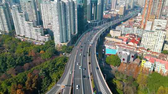 上海黄浦区延安东路立交桥车流城市风景视频