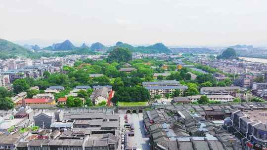 航拍桂林靖江王府独秀峰风景区