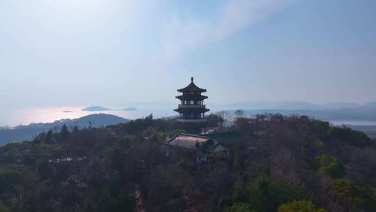 江苏省无锡太湖鼋头渚风景区航拍风景区国家