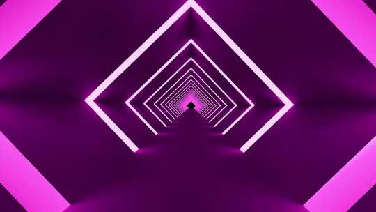 发光抽象蓝色方块隧道背景