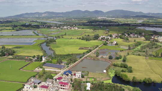 建设新农村美景田野村庄航拍