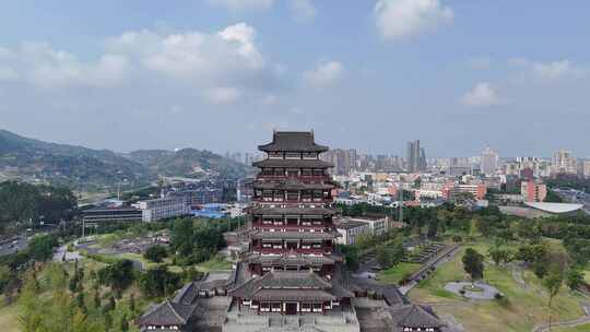 四川宜宾宜宾东楼地标建筑航拍