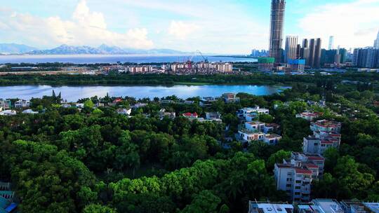 深圳民俗村旅游风景区航拍多镜头