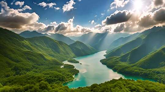 青山绿水自然风光全景