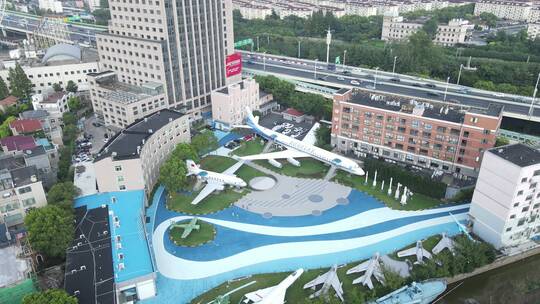 上海航宇科普中心航空工业集团飞机模型4K视频素材模板下载