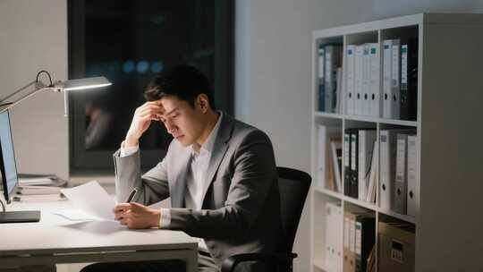 商务人士办公室加班工作