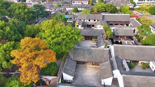 浙江绍兴鲁迅故里祖居航拍旅游景区景点城市