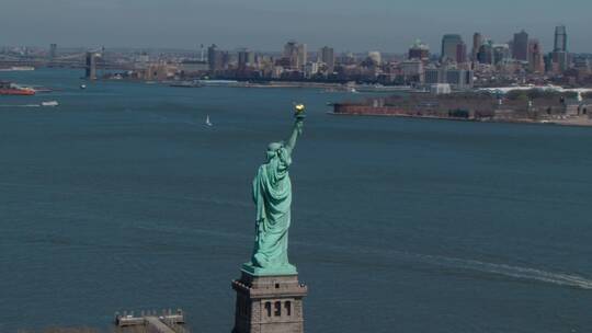 美国自由女神像-航拍美国