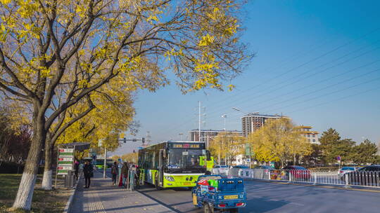 北京怀柔城区秋季外环路延时