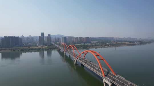 湖南长沙湘江福元路大桥航拍