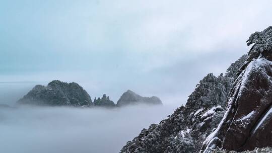 安徽黄山旅游雪景云海风光延时短片