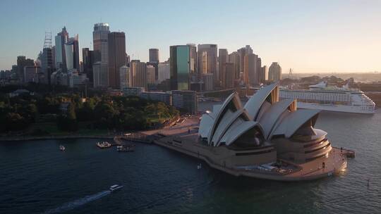 悉尼城市日落航拍视频素材模板下载