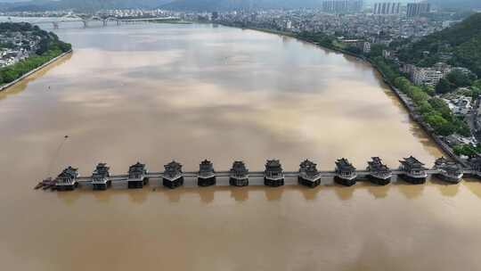 广东潮州广济桥历史文化古建筑航拍