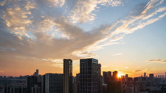 长沙 日出 延时 城市风光 夕阳