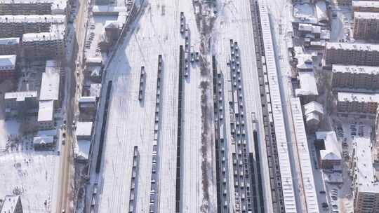 冬季鹤岗城市空镜航拍