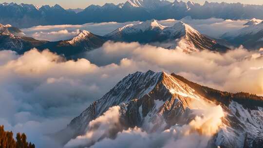 雪山云海壮丽全景