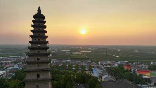 山西普救寺4K航拍视频