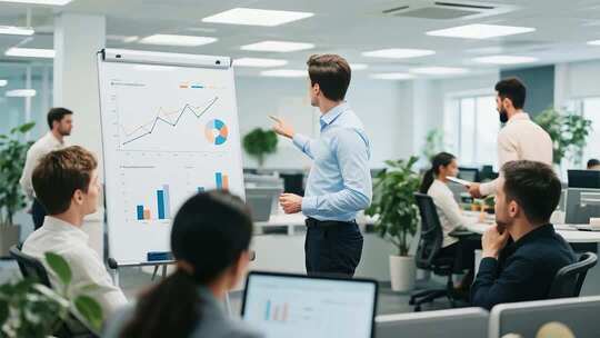 办公室内商务人士汇报讲解