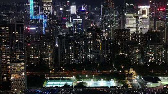 城市写字楼加班夜景航拍