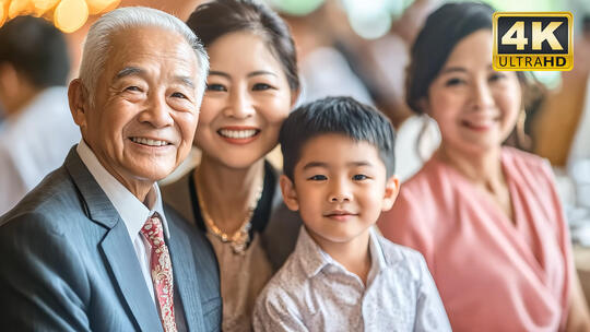 祖孙三代微笑快乐笑脸开心笑容自信特写2