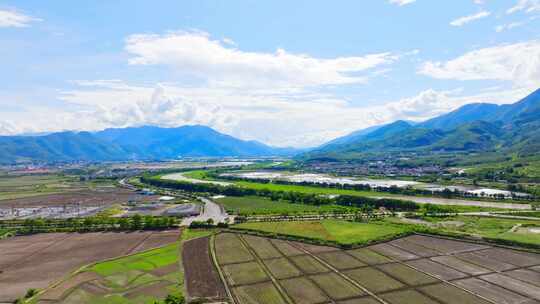 临沧市耿马县孟定镇南汀河江河田地航拍