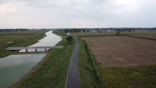 航拍乡村农田风景农业