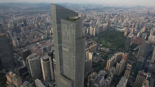 广州珠江新城新中轴线东塔、西塔环绕航拍