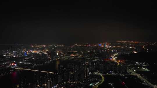 珠海航拍城市夜晚珠海夜景晚上城市建筑风光