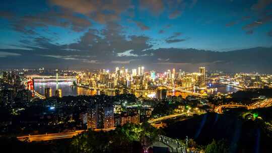 重庆城市天际线夜景延时摄影